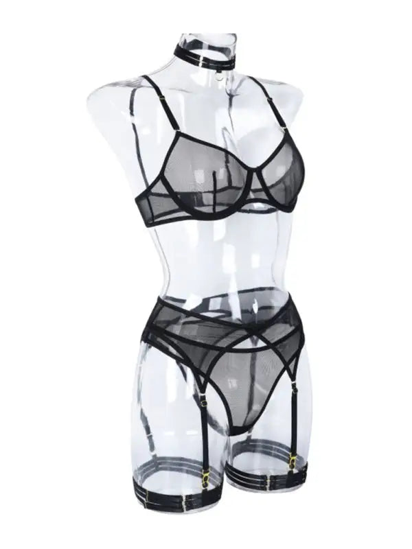 Holiday romance mesh 4 piece garter set - sets