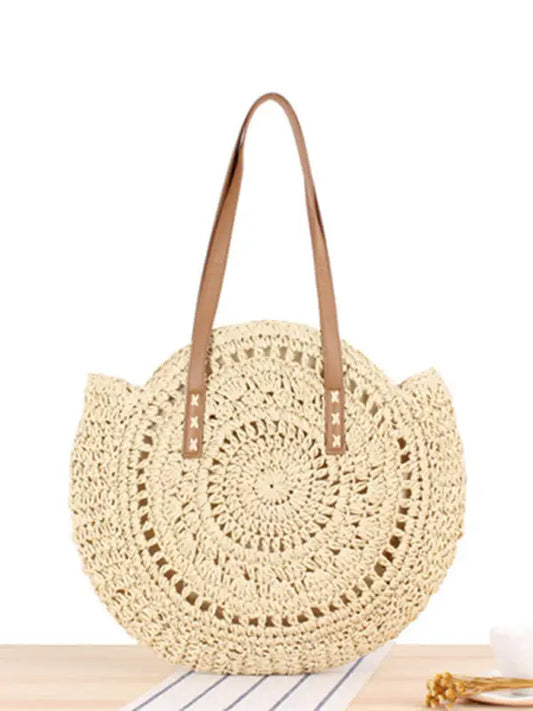 Holiday time straw handbag - khaki / m - handbags