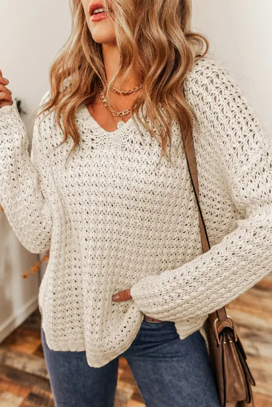 White crochet sweater | women’s jumpers | fashionfitz