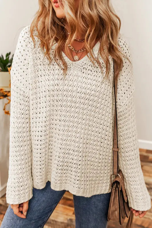 White crochet sweater | women’s jumpers | fashionfitz