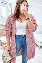 Hollow-out Openwork Knit Cardigan - Fashionfitz
