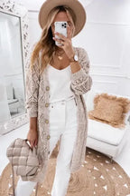 Hollow-out Openwork Knit Cardigan - Fashionfitz