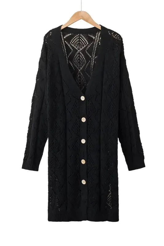 Hollow-out Openwork Knit Cardigan - Fashionfitz