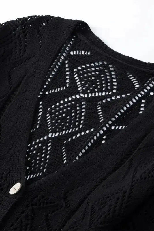 Hollow-out Openwork Knit Cardigan - Fashionfitz