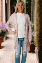 Hollow-out Openwork Knit Cardigan - Fashionfitz