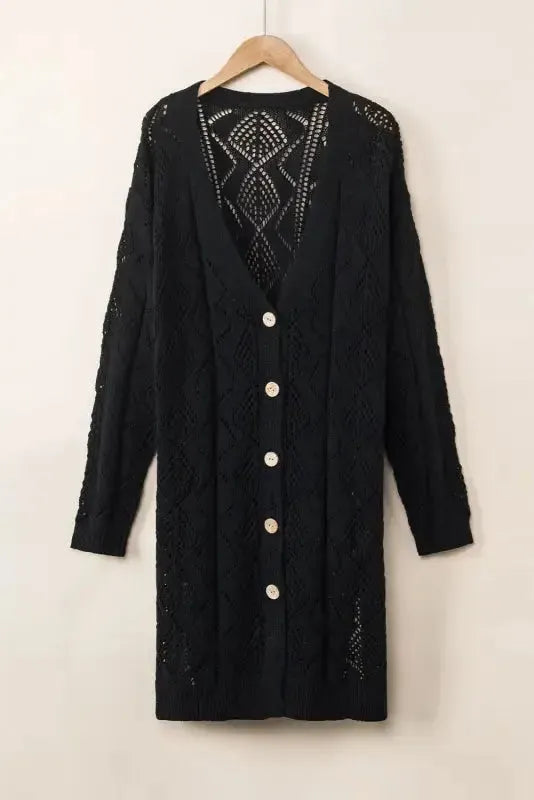 Hollow-out Openwork Knit Cardigan - Fashionfitz