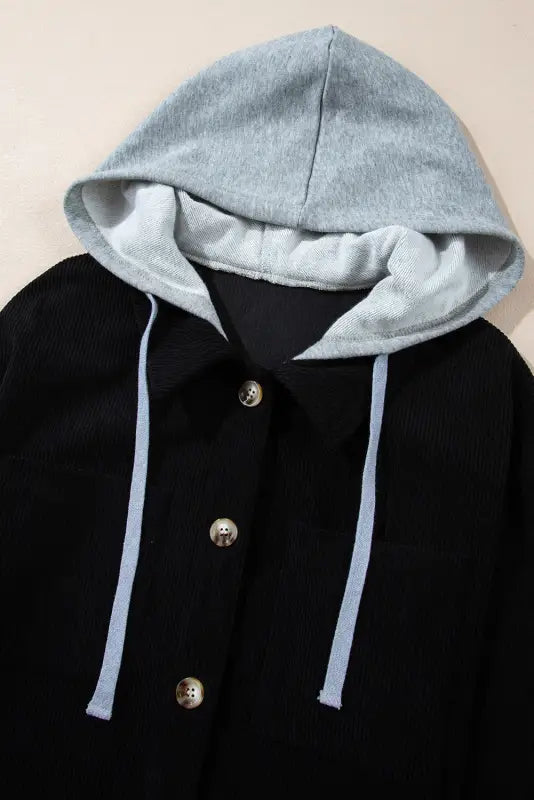 Hooded corduroy shacket | women’s outerwear | fashionfitz