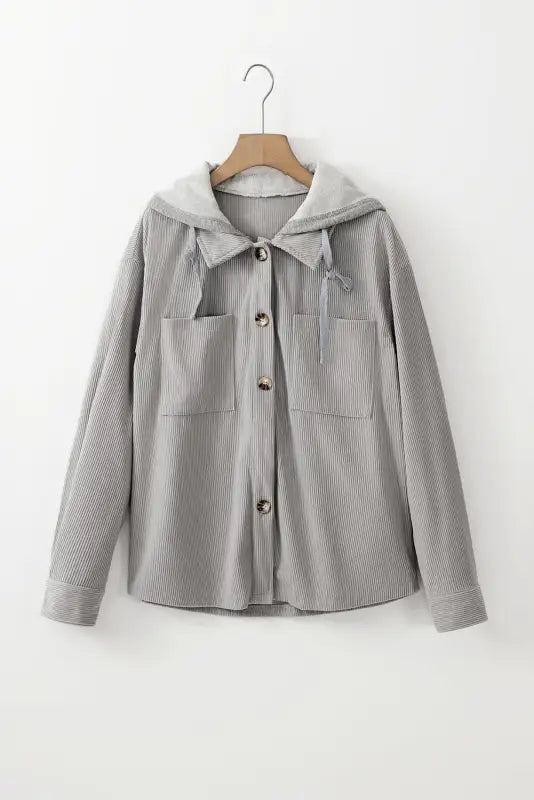 Hooded corduroy shacket | women’s outerwear | fashionfitz