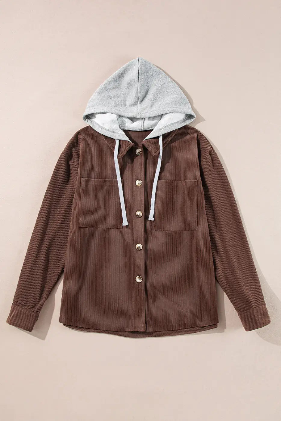 Hooded corduroy shacket | women’s outerwear | fashionfitz