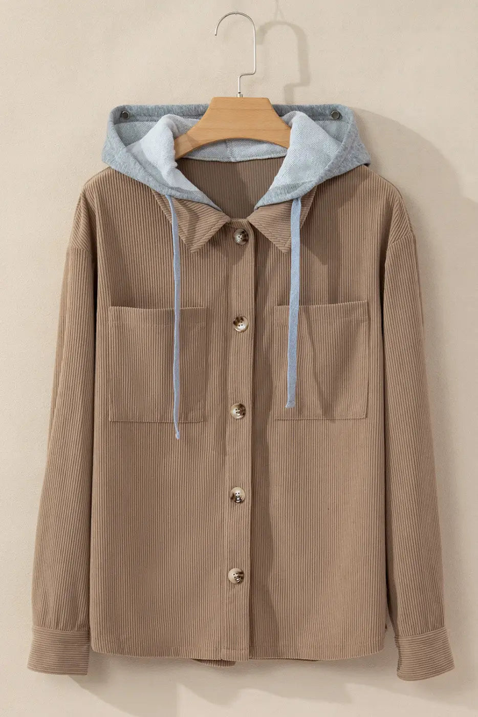 Hooded corduroy shacket | women’s outerwear | fashionfitz