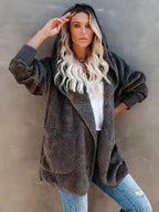 Hooded Fleece Cardigan Coat - Fashionfitz