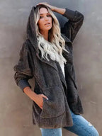 Hooded Fleece Cardigan Coat - Fashionfitz