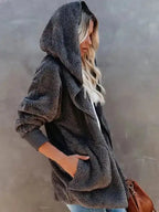 Hooded Fleece Cardigan Coat - Fashionfitz
