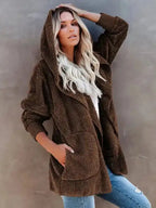 Hooded Fleece Cardigan Coat - Fashionfitz