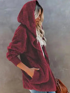 Hooded Fleece Cardigan Coat - Fashionfitz