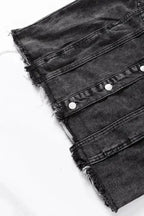 Hooded Frayed Denim Jacket - Black - Fashionfitz