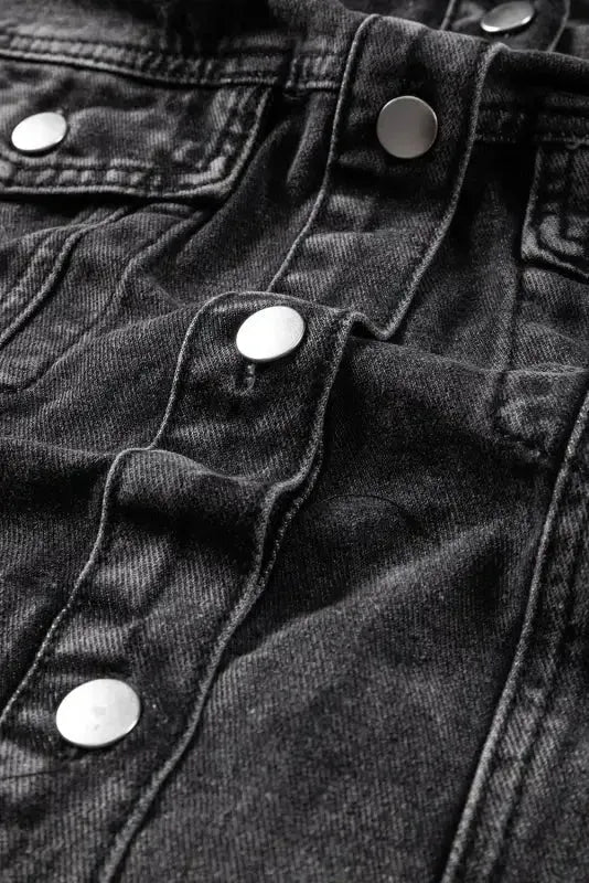 Hooded Frayed Denim Jacket - Black - Fashionfitz