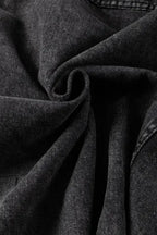 Hooded Frayed Denim Jacket - Black - Fashionfitz