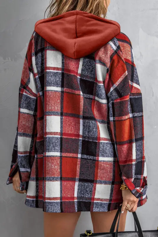 Hooded plaid shacket | women’s jackets | fashionfitz