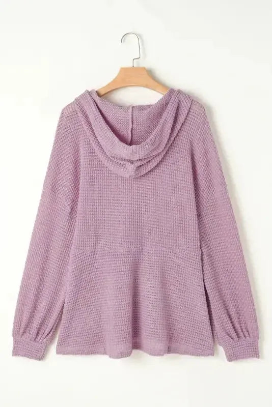 Hooded Waffle Knit Top - Plus Size - Fashionfitz