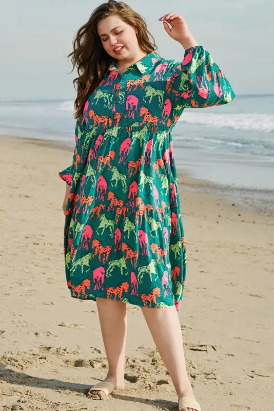 Horse haven curve midi dress