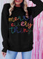 Black howdy heart graphic round neck casual sweater