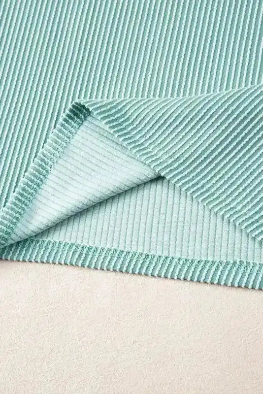 Ice Blue Outfit - Tee and Shorts Set Ribbed Loose Fit - Fashionfitz