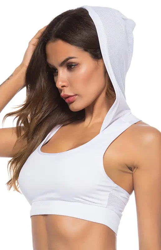 Incognito hood sports bra - raw white off / s - bras