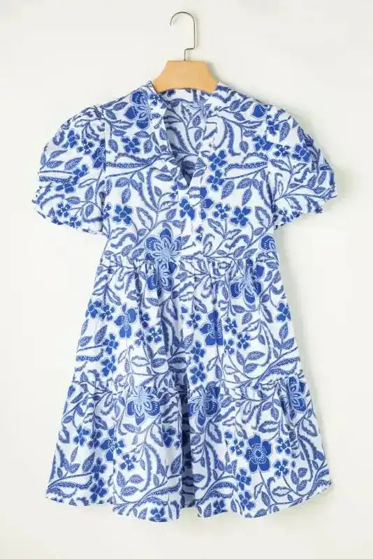 Indigo Flora Promenade Dress - Fashionfitz