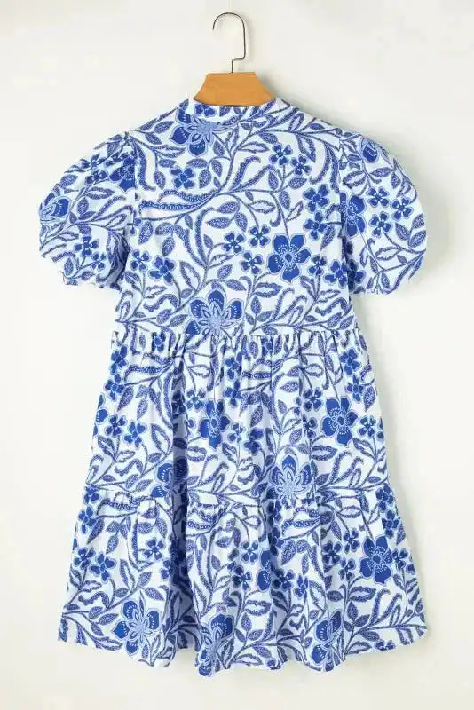 Indigo Flora Promenade Dress - Fashionfitz