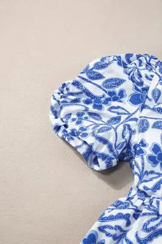 Indigo Flora Promenade Dress - Fashionfitz