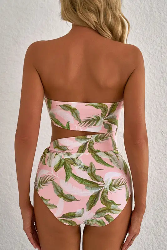 Island vibes swimsuit: pink tropical asymmetric one-piece