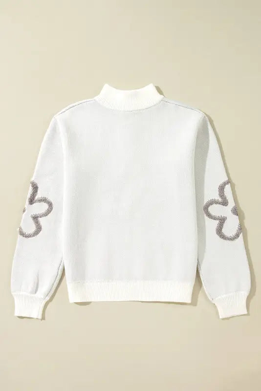 Ivory floret zip sweater | stylish sweaters | fashionfitz