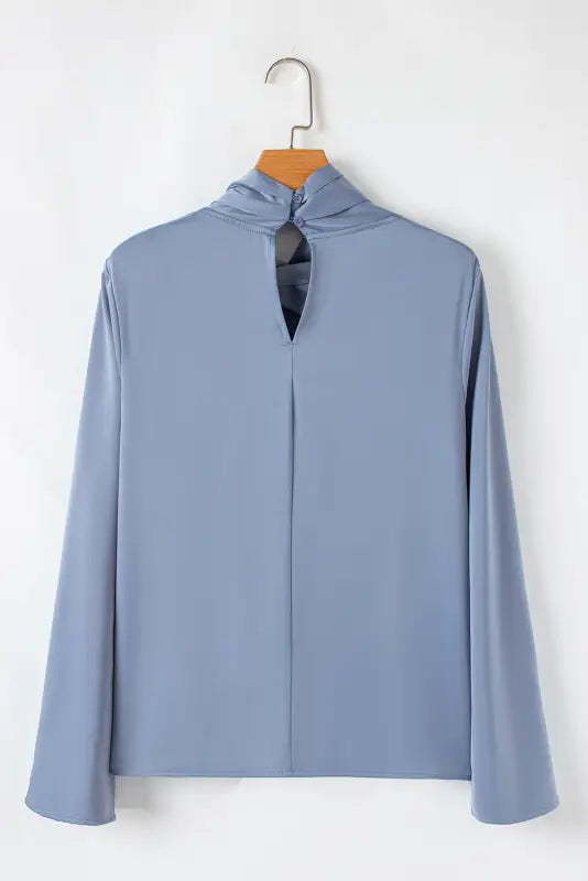 Ivy asymmetric blouse - pleated turtleneck bell sleeve