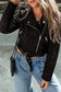 Black Asymmetric Zipper Belted Hem Jacket - Fashionfitz