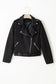 Black Asymmetric Zipper Belted Hem Jacket - Fashionfitz