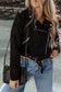 Black Asymmetric Zipper Belted Hem Jacket - Fashionfitz