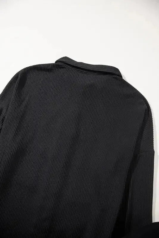 Black Sequin Patch Chest Pocket Corded Shacket - Fashionfitz