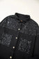 Black Sequin Patch Chest Pocket Corded Shacket - Fashionfitz