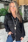 Black Sequin Patch Chest Pocket Corded Shacket - Fashionfitz