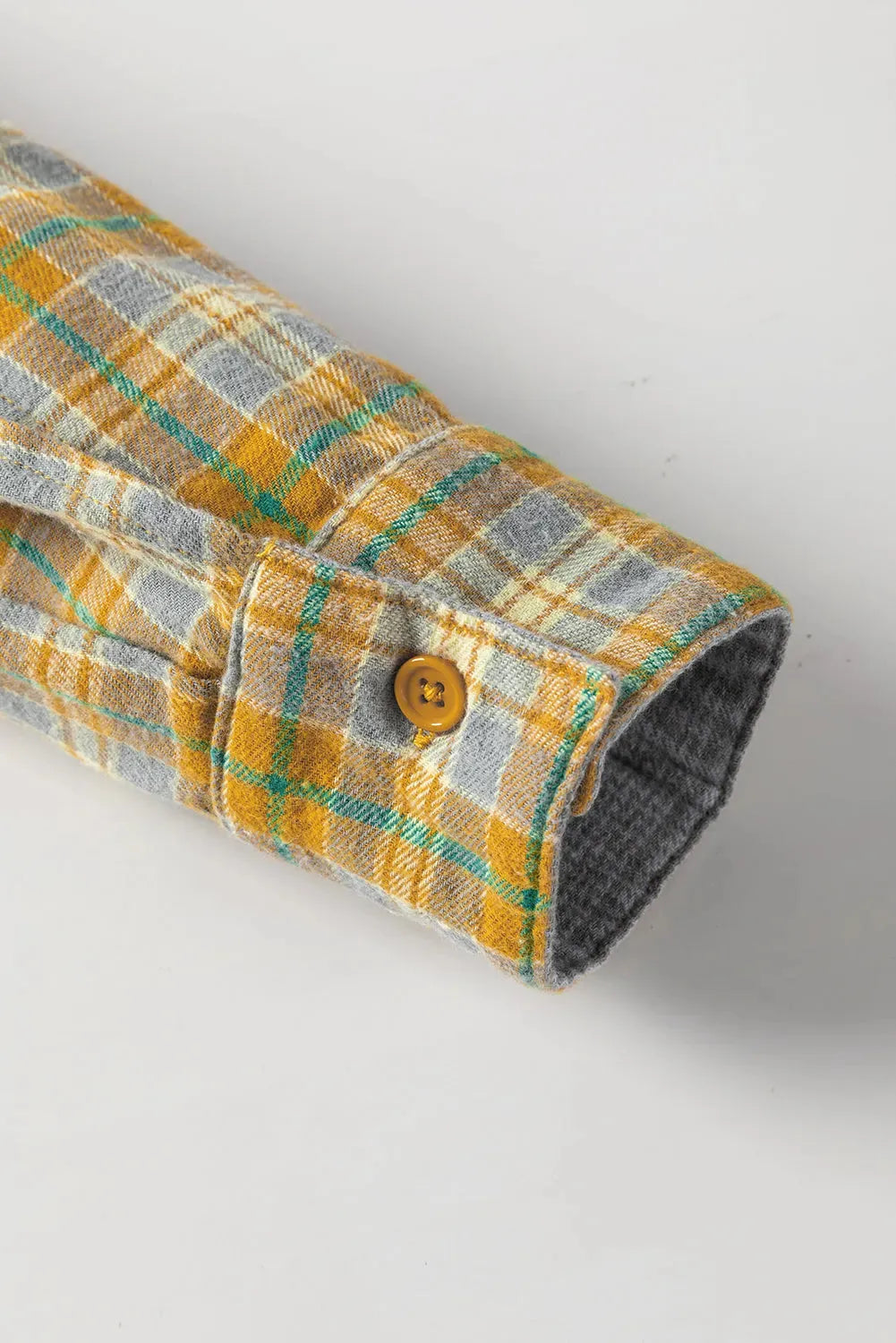 Ginger Plaid Embroidery Patch Button-Down Shacket - Fashionfitz