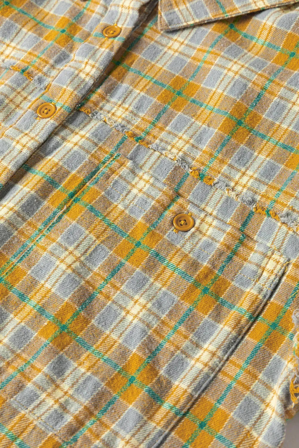 Ginger Plaid Embroidery Patch Button-Down Shacket - Fashionfitz