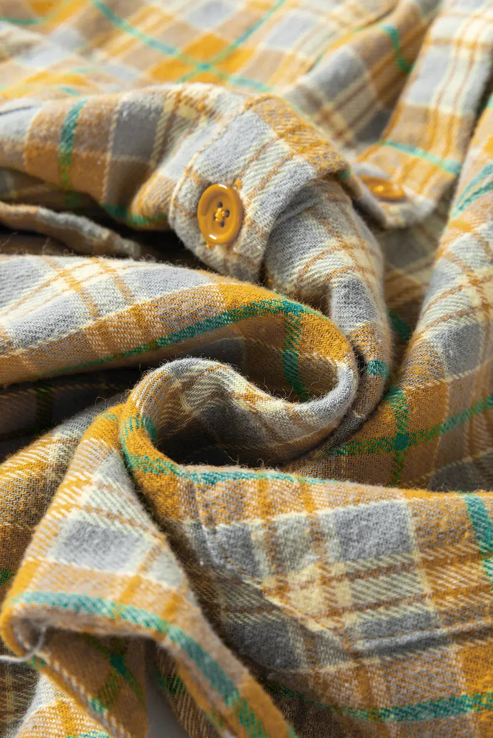 Ginger Plaid Embroidery Patch Button-Down Shacket - Fashionfitz