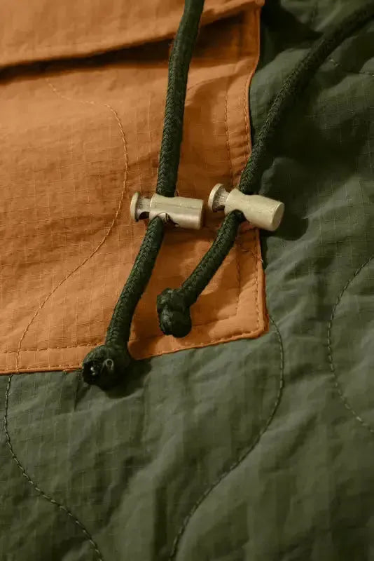 Green Stitching Quilted Drawstring Jacket - Fashionfitz
