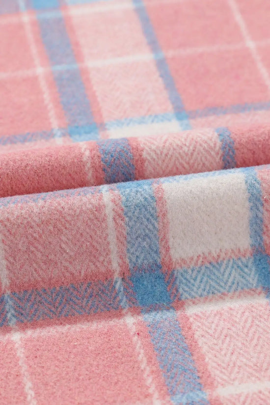 Pink Plaid Flap Pocket Flannel Shacket - Fashionfitz
