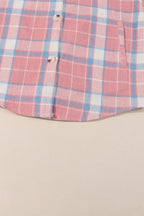 Pink Plaid Flap Pocket Flannel Shacket - Fashionfitz