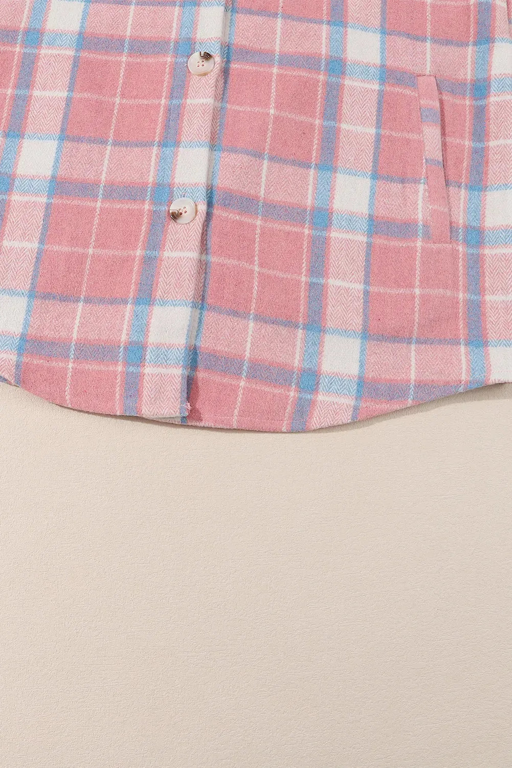 Pink Plaid Flap Pocket Flannel Shacket - Fashionfitz