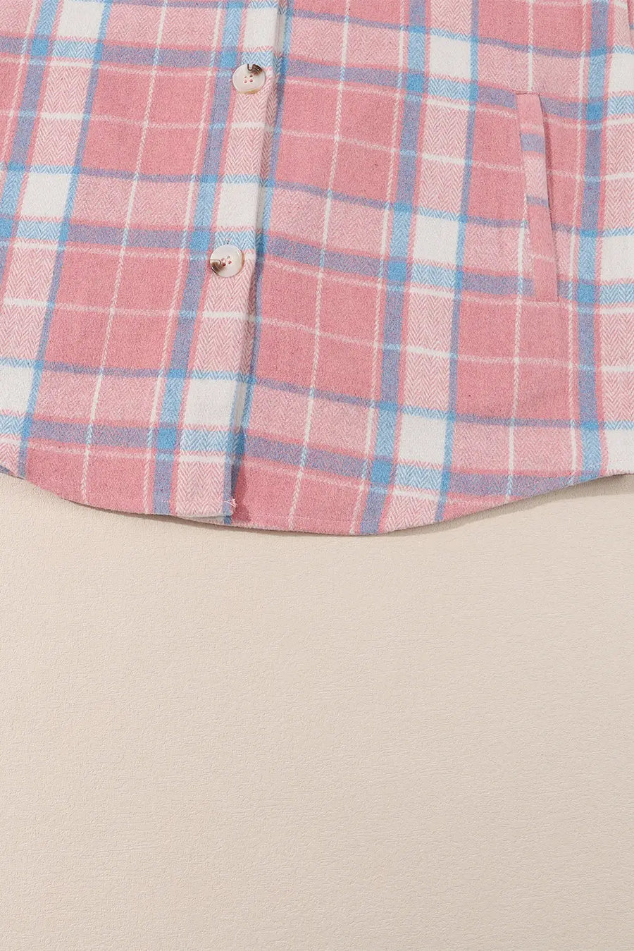Pink Plaid Flap Pocket Flannel Shacket - Fashionfitz