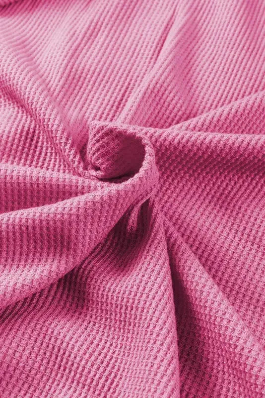 Rose Thermal Waffle Knit Full Zipper Hooded Jacket - Fashionfitz