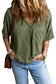 Jungle green corded v neck chest pocket loose t-shirt - t-shirts